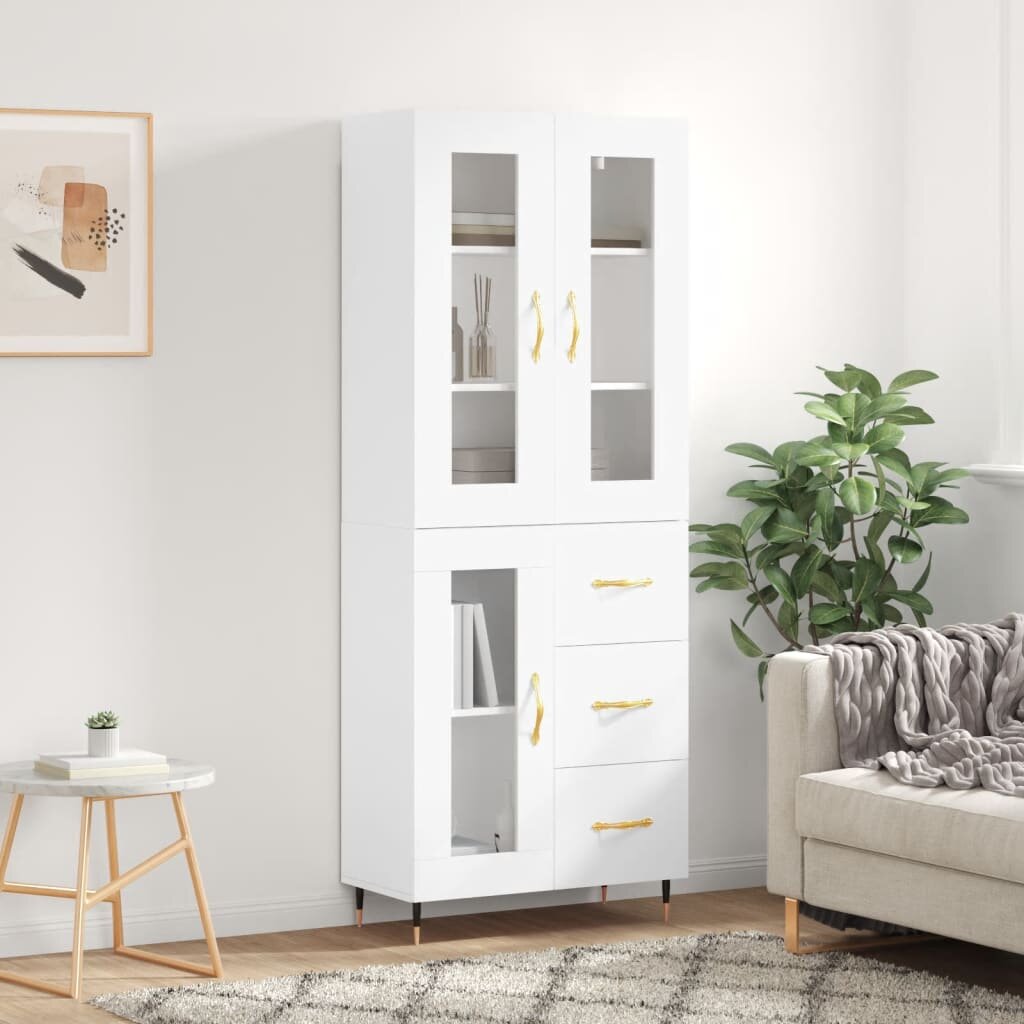 vidaXL Висок шкаф бял 695x34x180 см инженерно дърво