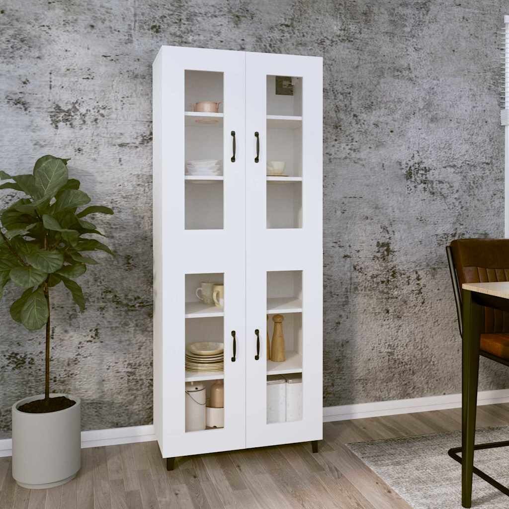 vidaXL Висок шкаф бял 695x34x180 см инженерно дърво