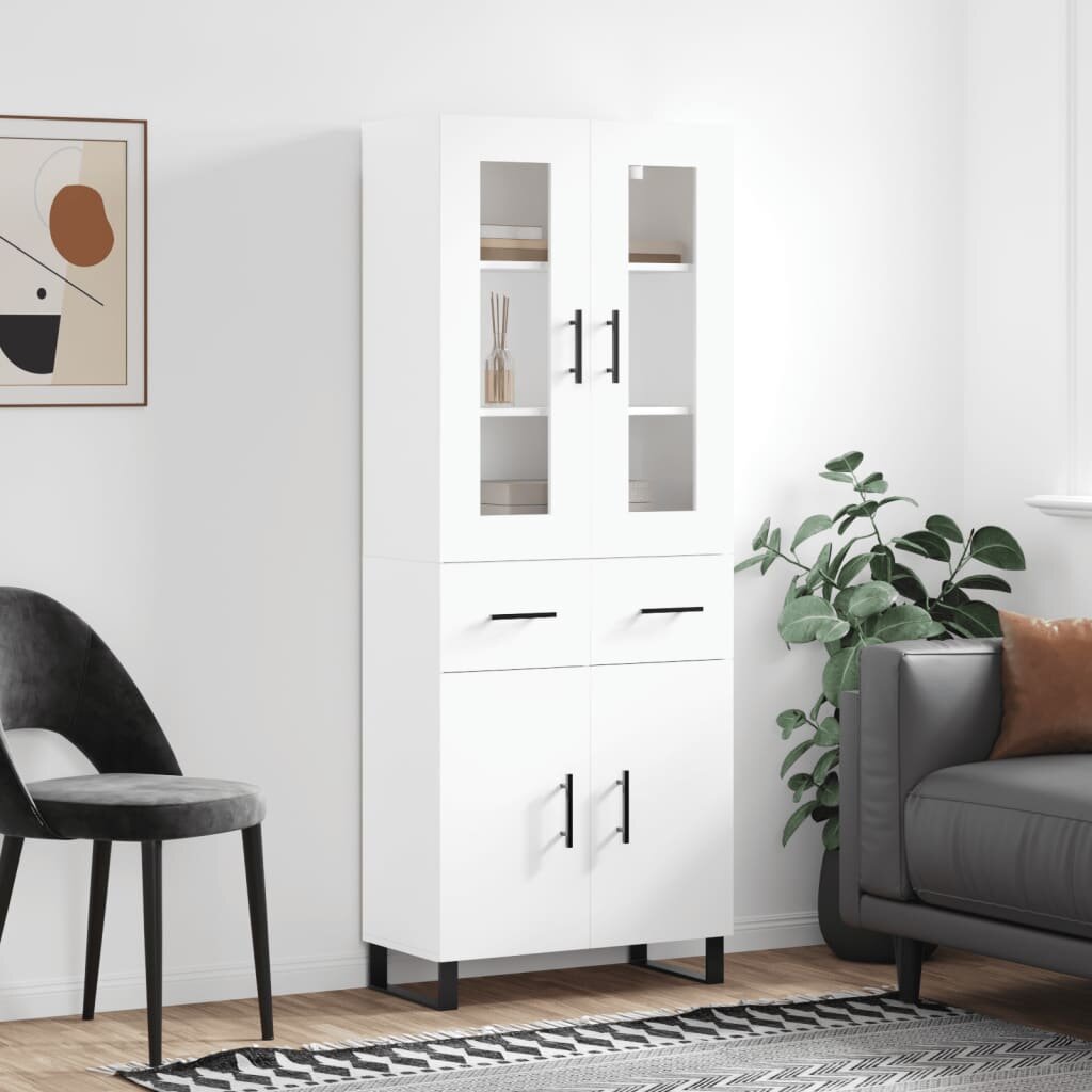 vidaXL Висок шкаф бял 695x34x180 см инженерно дърво