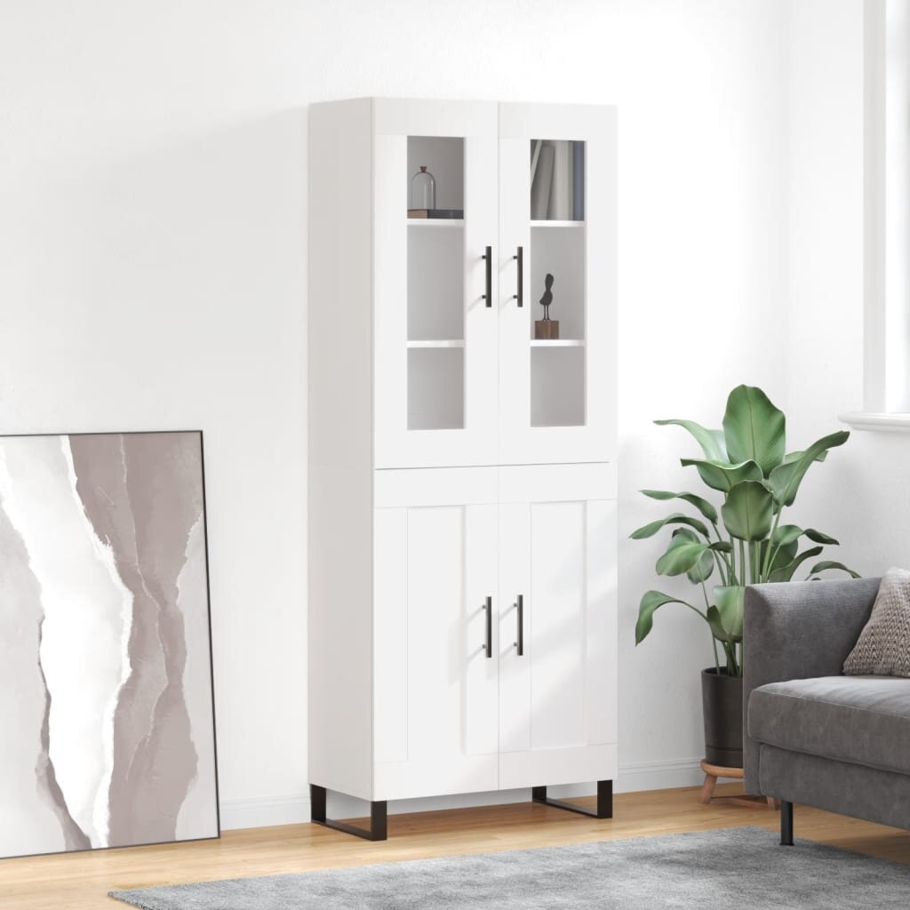 vidaXL Висок шкаф бял 695x34x180 см инженерно дърво