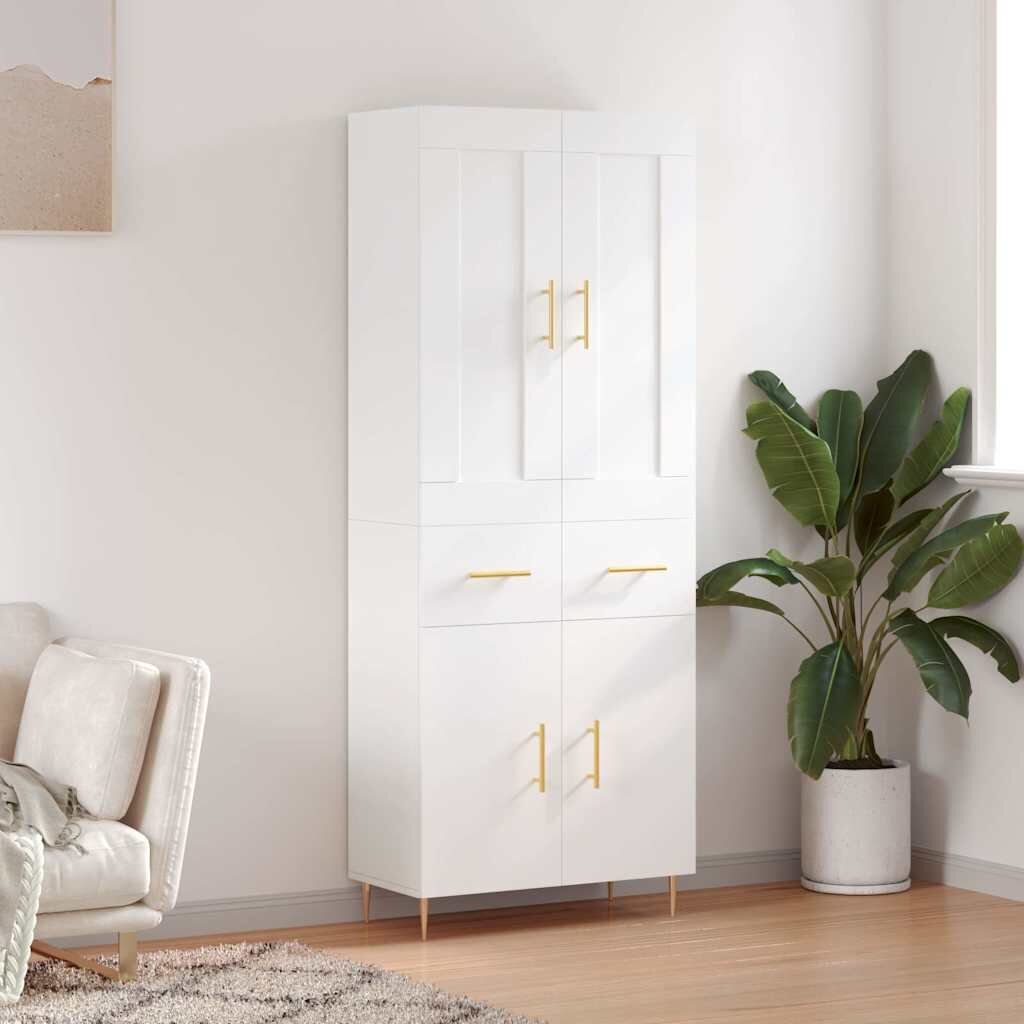 vidaXL Висок шкаф бял 695x34x180 см инженерно дърво