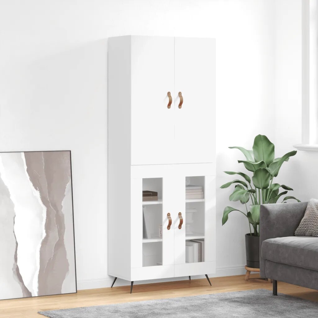 vidaXL Висок шкаф бял 695x34x180 см инженерно дърво