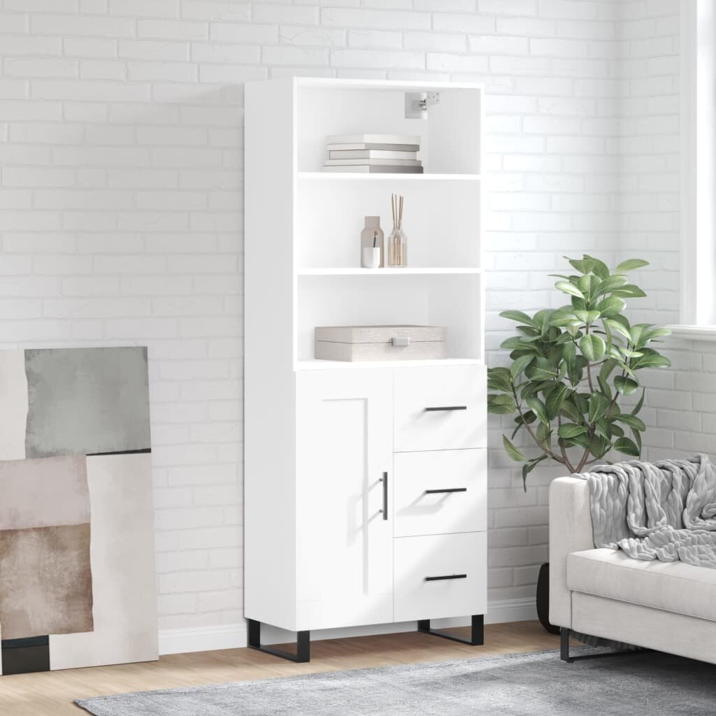 vidaXL Висок шкаф бял 695x34x180 см инженерно дърво