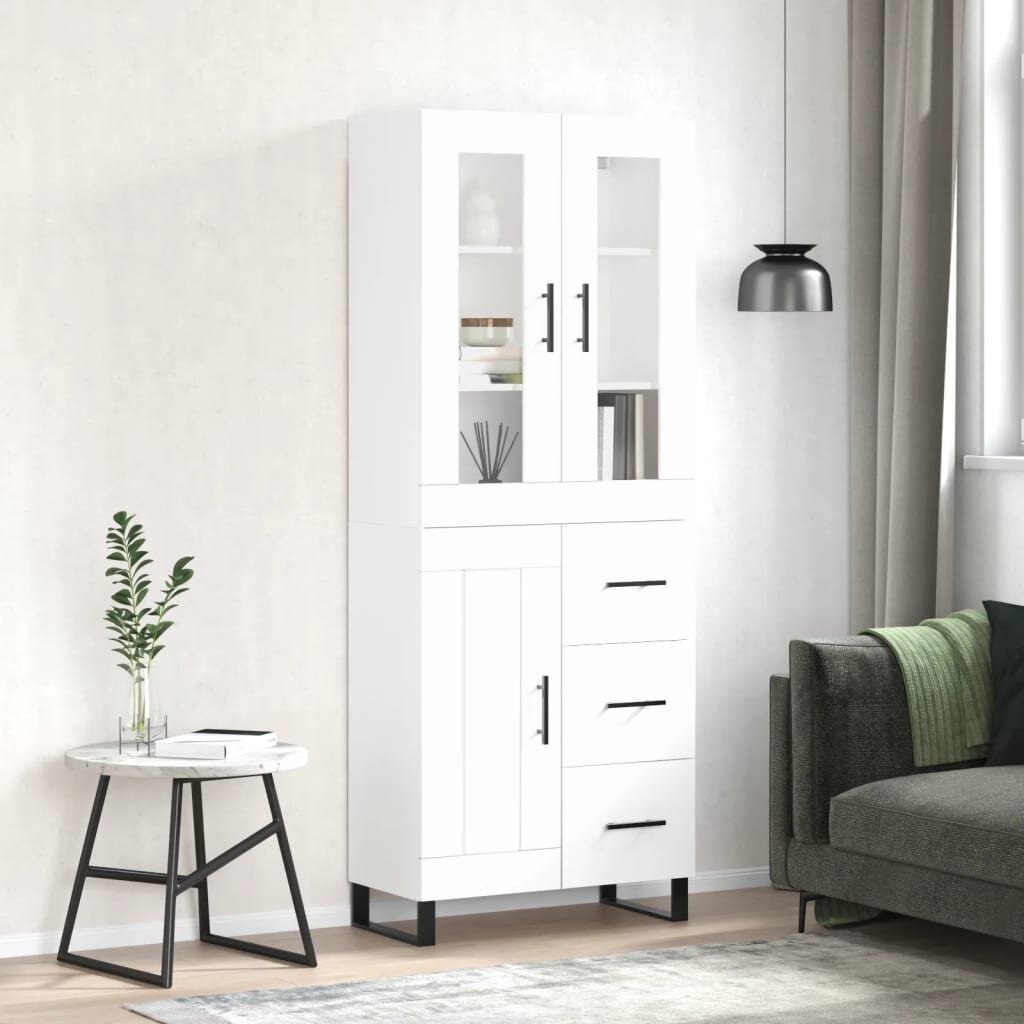 vidaXL Висок шкаф бял 695x34x180 см инженерно дърво