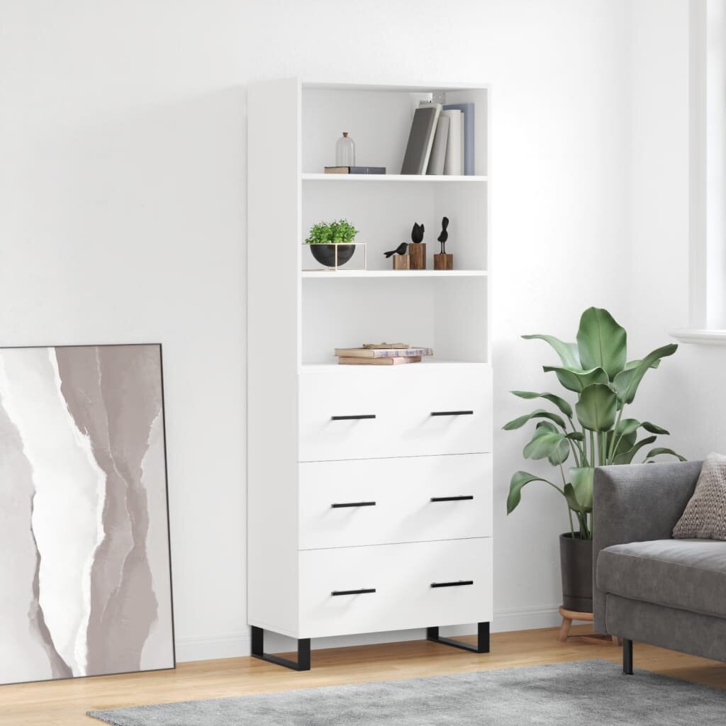 vidaXL Висок шкаф бял 695x34x180 см инженерно дърво