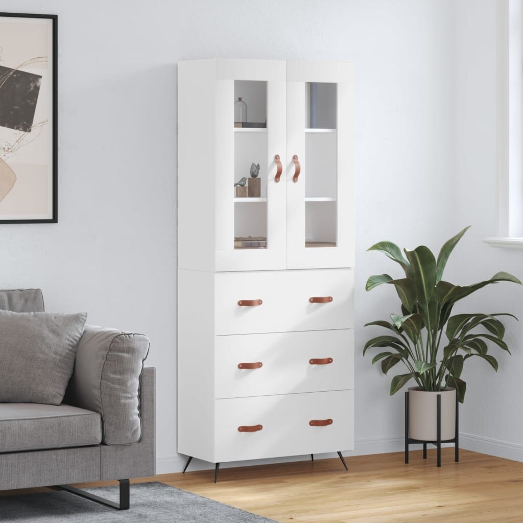 vidaXL Висок шкаф бял 695x34x180 см инженерно дърво