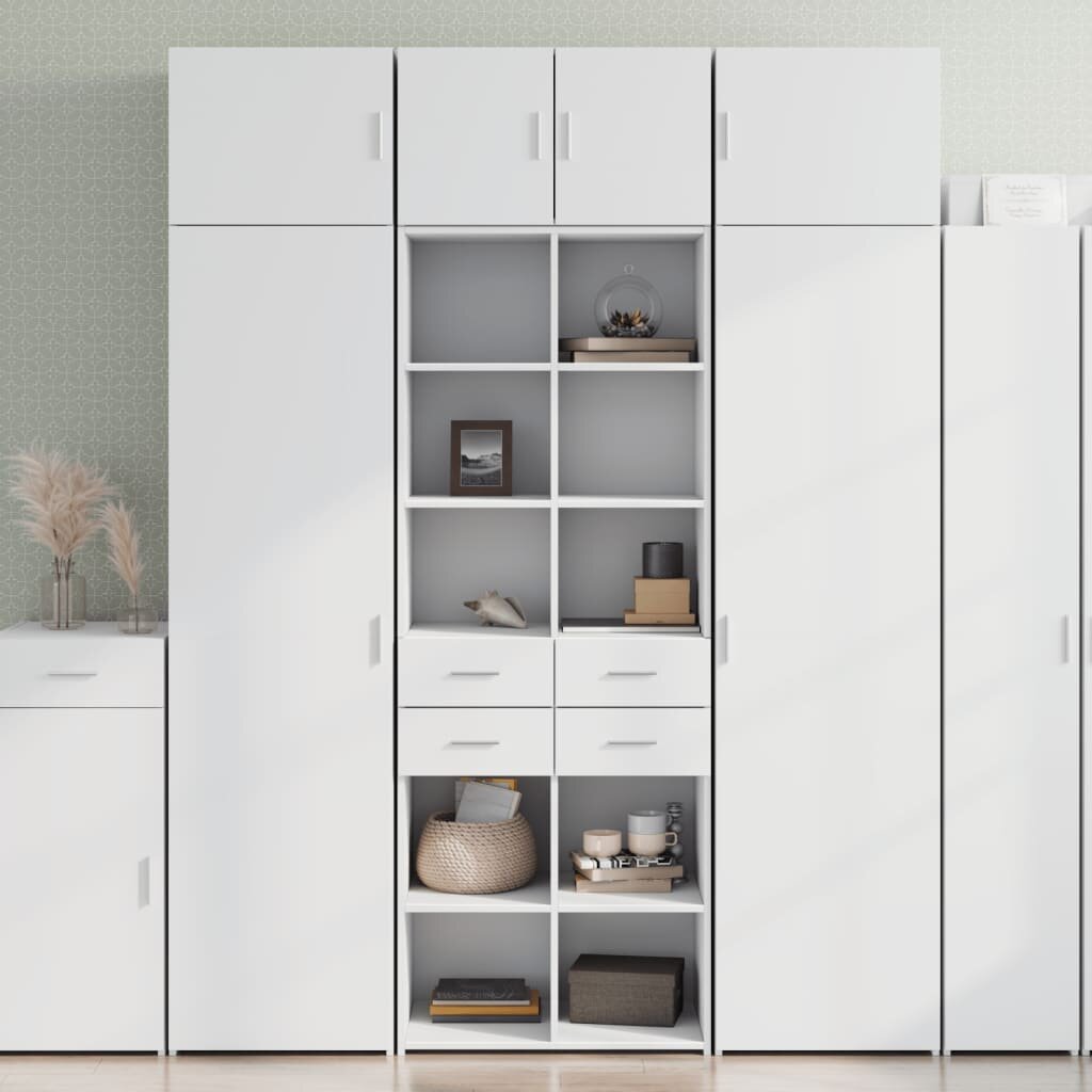 vidaXL Висок шкаф бял 70x425x185 см инженерно дърво