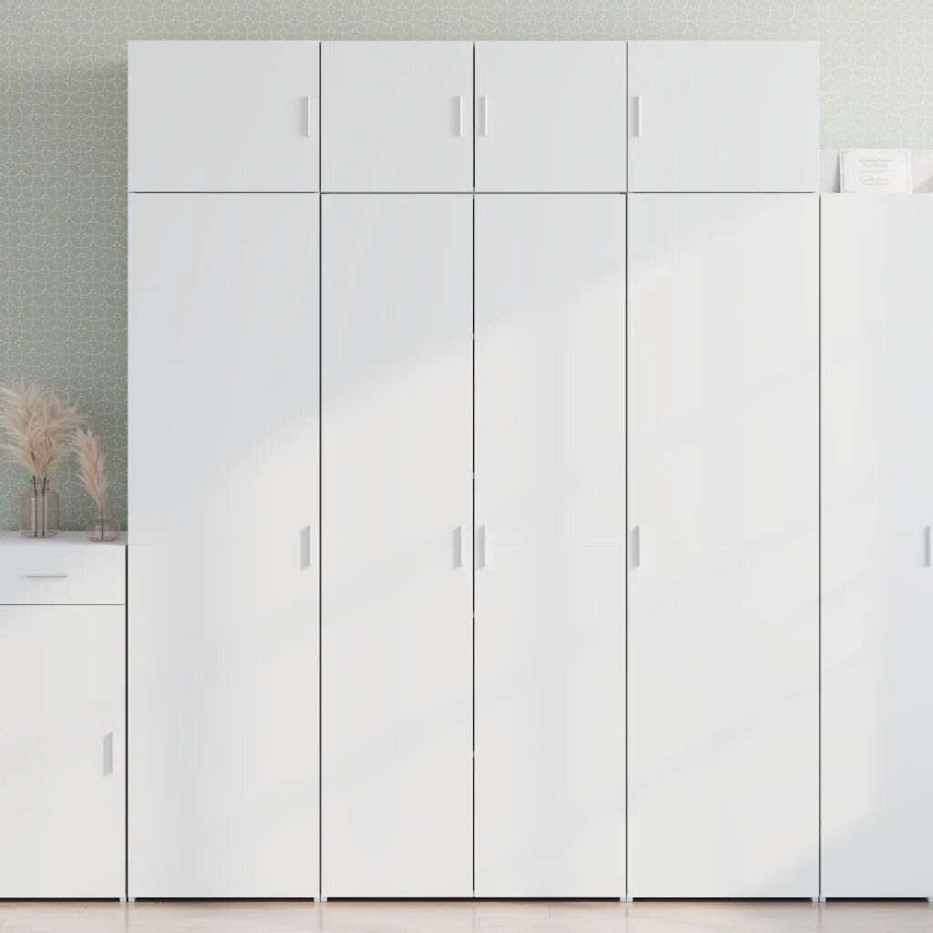 vidaXL Висок шкаф бял 80x425x185 см инженерно дърво