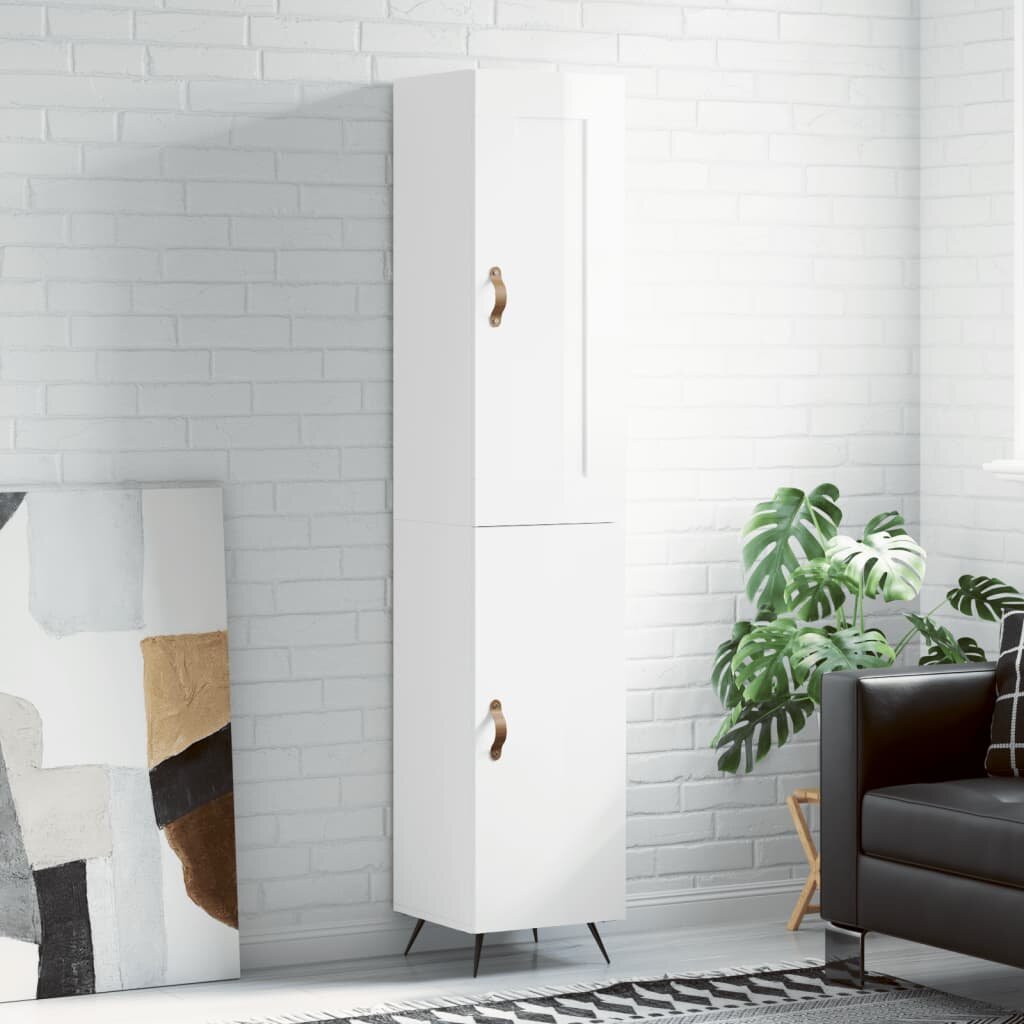 vidaXL Висок шкаф бял гланц 345x34x180 см инженерно дърво