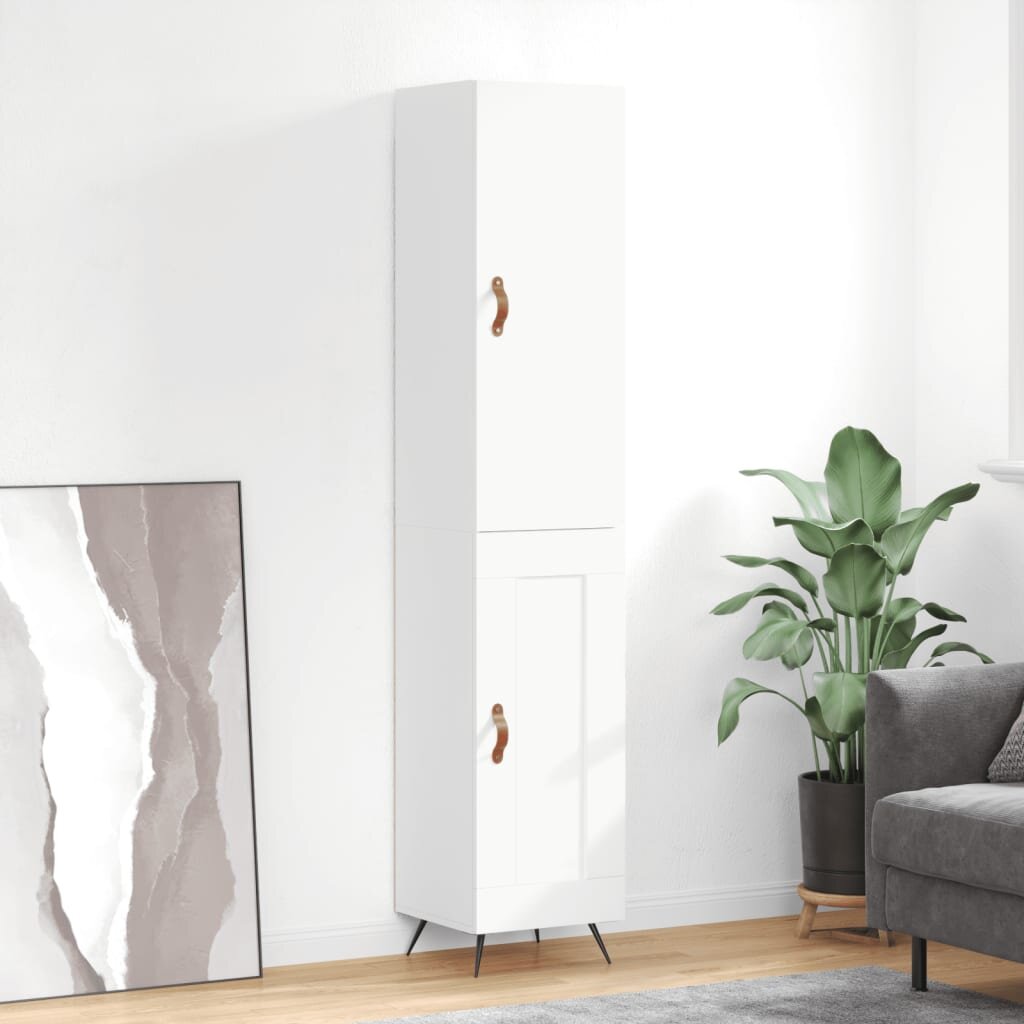 vidaXL Висок шкаф бял гланц 345x34x180 см инженерно дърво