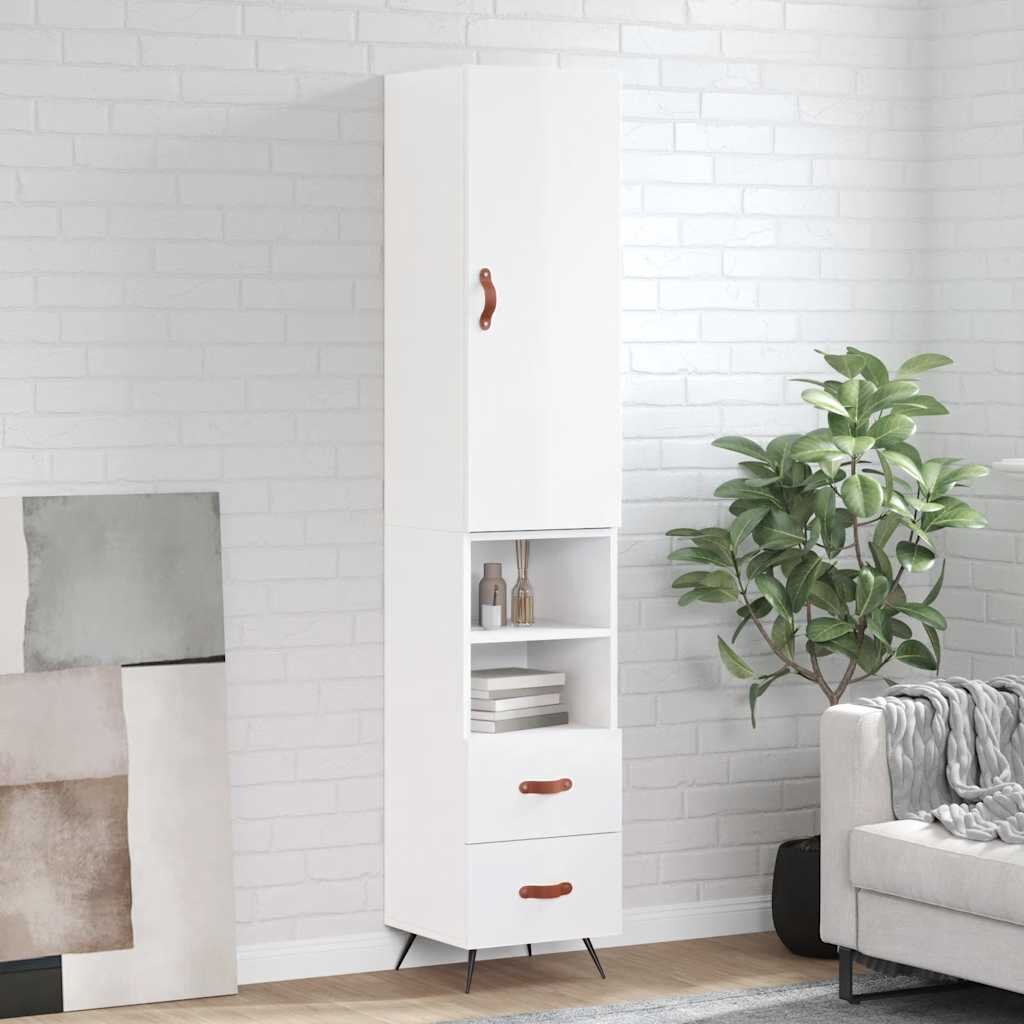 vidaXL Висок шкаф бял гланц 345x34x180 см инженерно дърво