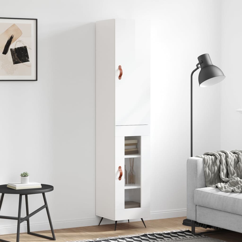 vidaXL Висок шкаф бял гланц 345x34x180 см инженерно дърво
