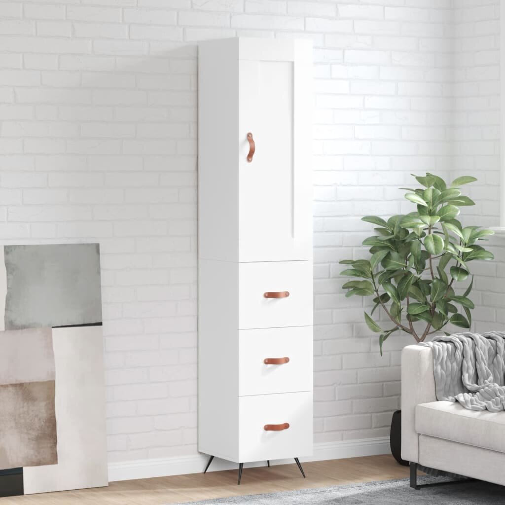 vidaXL Висок шкаф бял гланц 345x34x180 см инженерно дърво