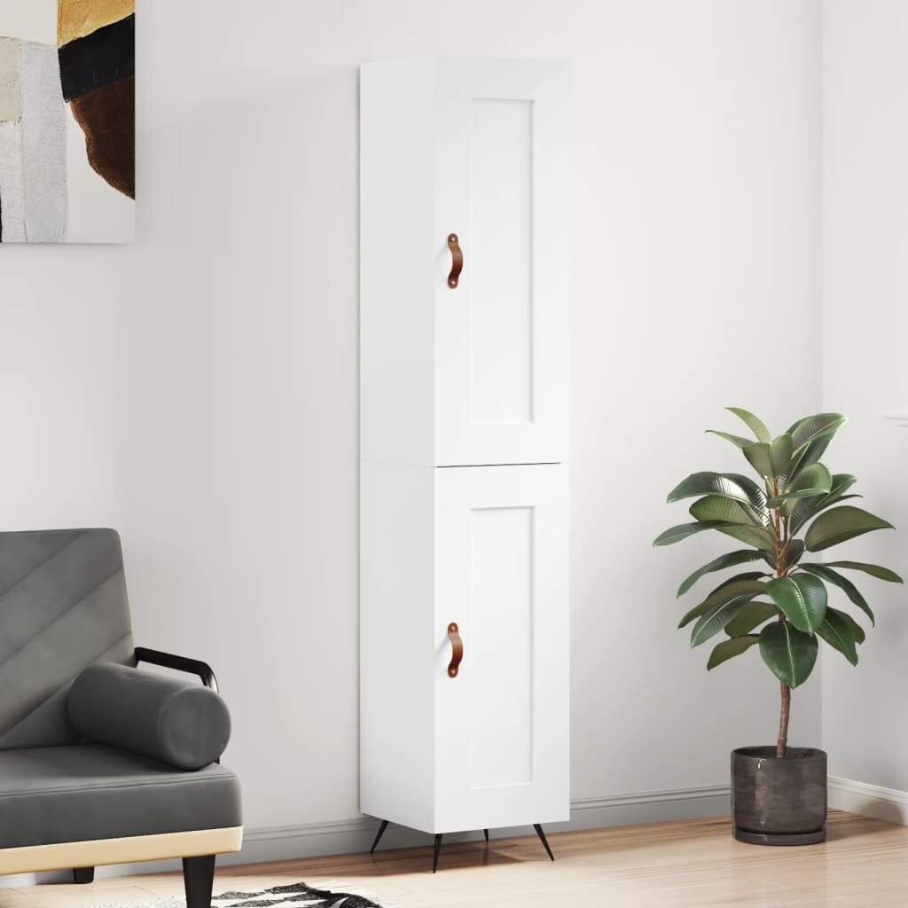 vidaXL Висок шкаф бял гланц 345x34x180 см инженерно дърво