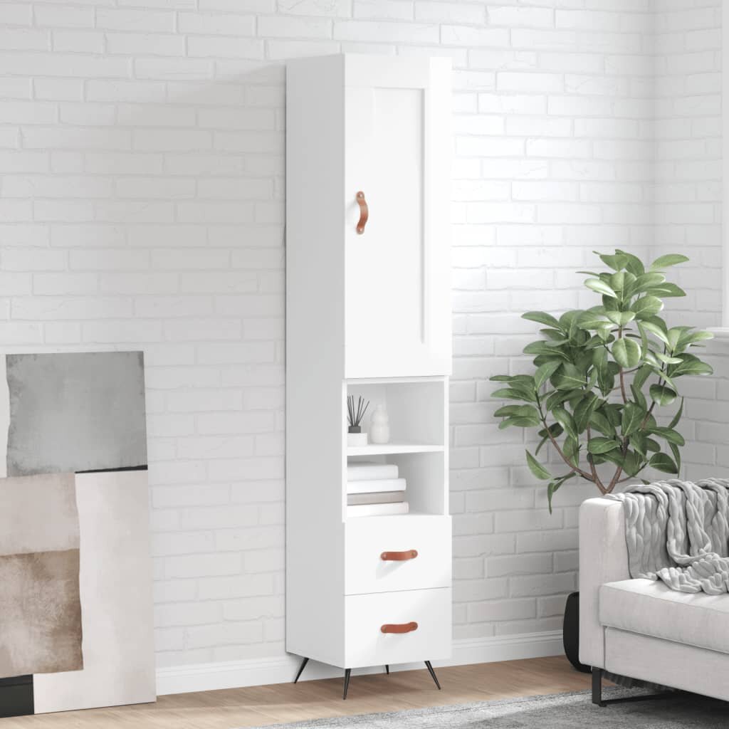 vidaXL Висок шкаф бял гланц 345x34x180 см инженерно дърво