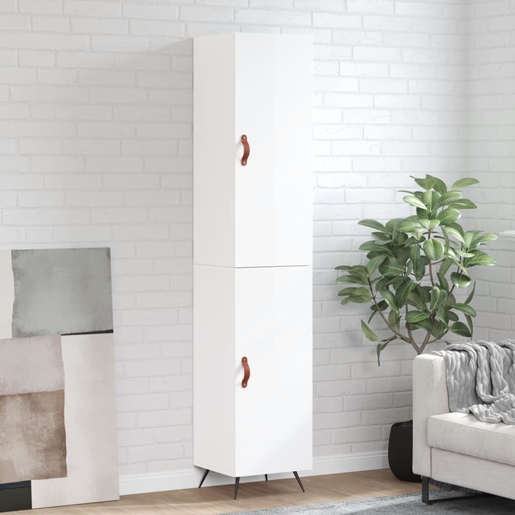 vidaXL Висок шкаф бял гланц 345x34x180 см инженерно дърво