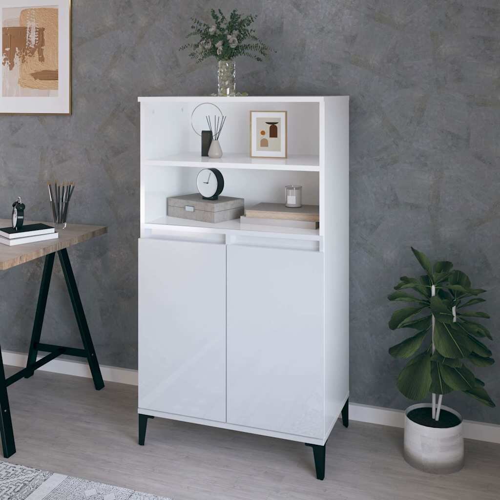 vidaXL Висок шкаф бял гланц 60x36x110 см инженерно дърво