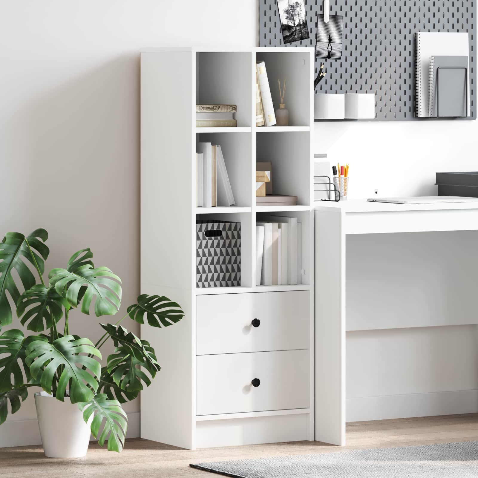 vidaXL Висок шкаф Бяло 455 x 34 x 127 см
