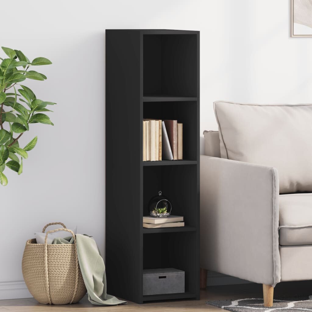 vidaXL Висок шкаф черен 30x41x124 см инженерно дърво
