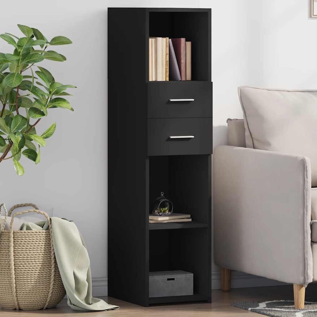 vidaXL Висок шкаф черен 30x425x124 см инженерно дърво