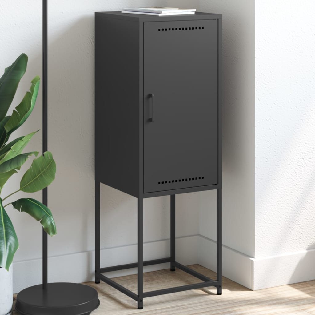 vidaXL Висок шкаф черен 36x39x107 см стомана