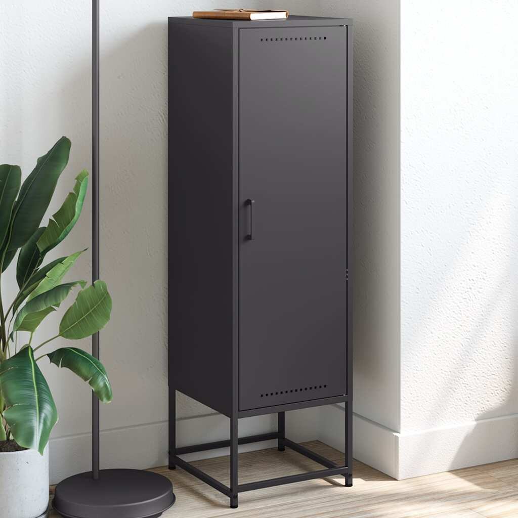 vidaXL Висок шкаф черен 36x39x123 см стомана