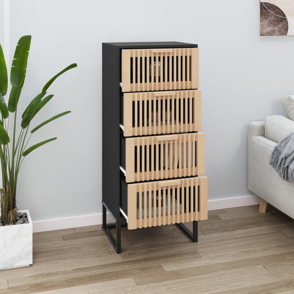 vidaXL Висок шкаф черен 40x30x95 см инженерно дърво