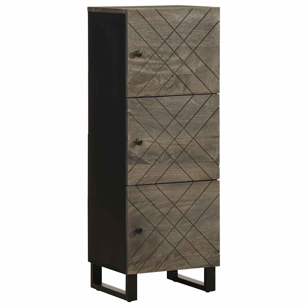 vidaXL Висок шкаф черен 40x33x110 см мангово дърво масив
