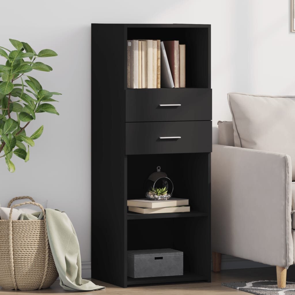 vidaXL Висок шкаф черен 45x425x124 см инженерно дърво