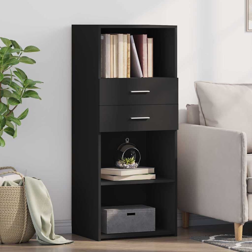 vidaXL Висок шкаф черен 50x425x124 см инженерно дърво