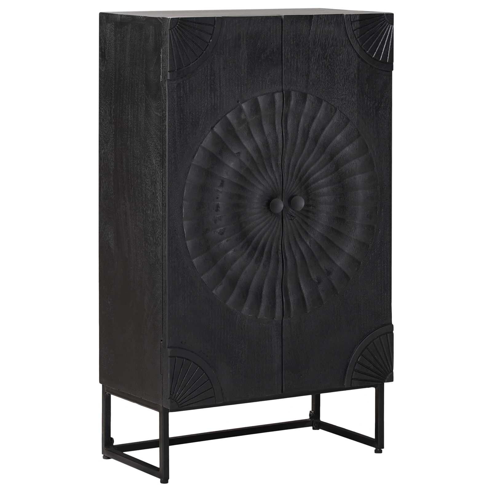 vidaXL Висок шкаф Черен 55 x 30 x 95 см