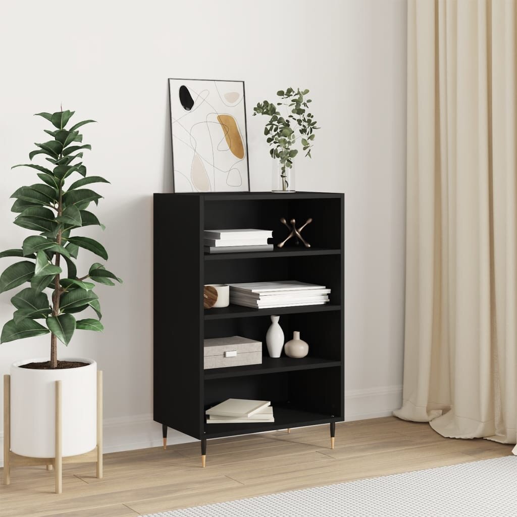vidaXL Висок шкаф черен 57x35x90 см инженерно дърво
