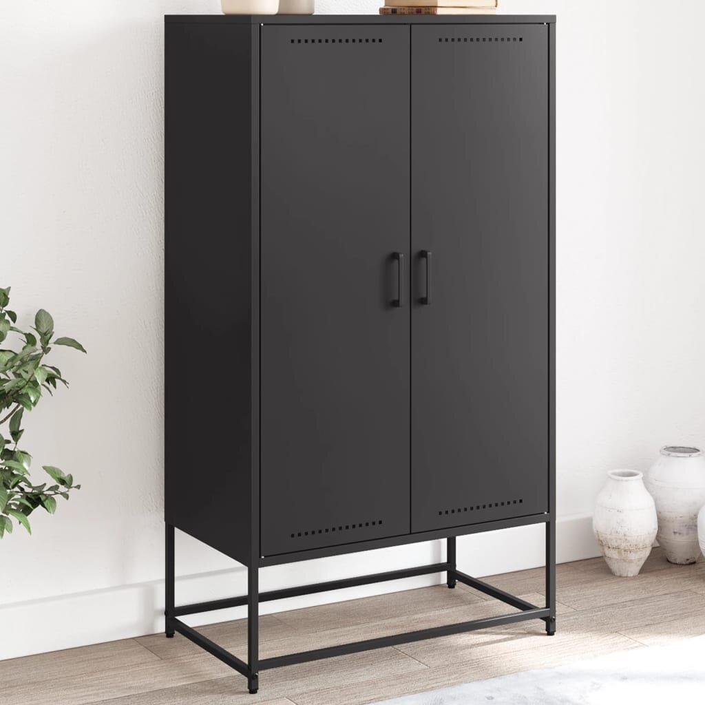 vidaXL Висок шкаф черен 685x385x1235 см стомана