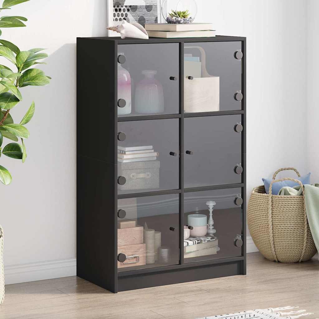 vidaXL Висок шкаф черен 68x37x109 см инженерно дърво