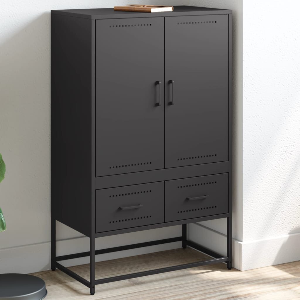 vidaXL Висок шкаф черен 68x39x1115 см стомана