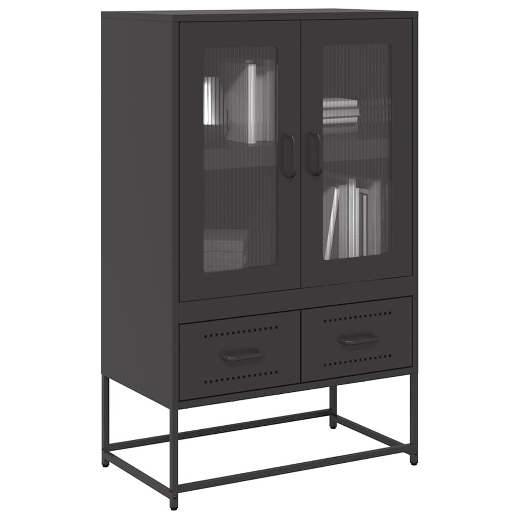 vidaXL Висок шкаф черен 68x39x1115 см стомана