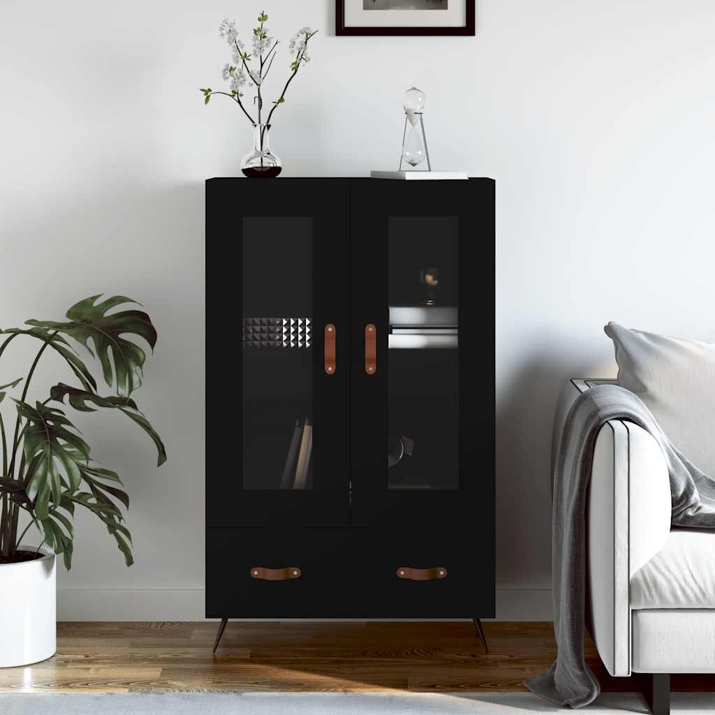 vidaXL Висок шкаф черен 695x31x115 см инженерно дърво