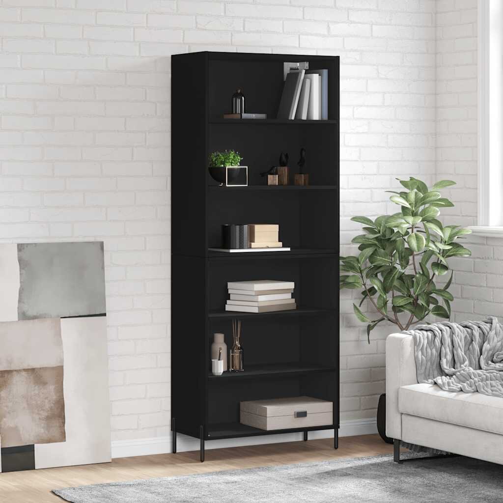 vidaXL Висок шкаф черен 695x325x180 см инженерно дърво