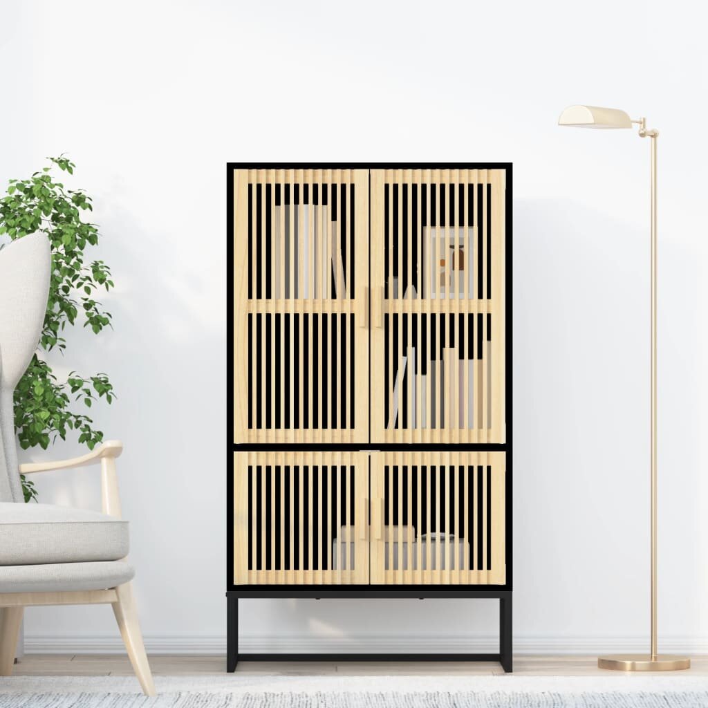 vidaXL Висок шкаф черен 70x35x125 см инженерно дърво