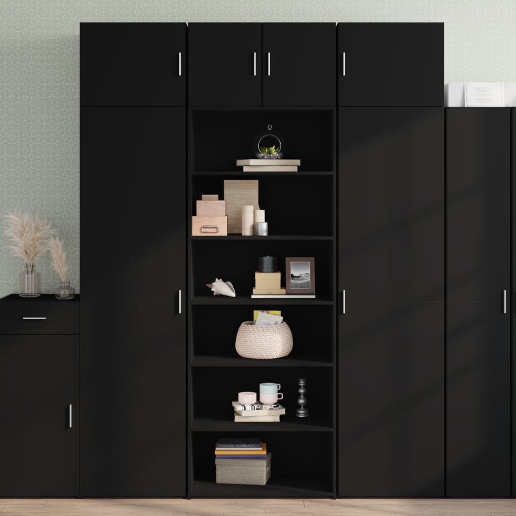 vidaXL Висок шкаф черен 70x41x185 см инженерно дърво