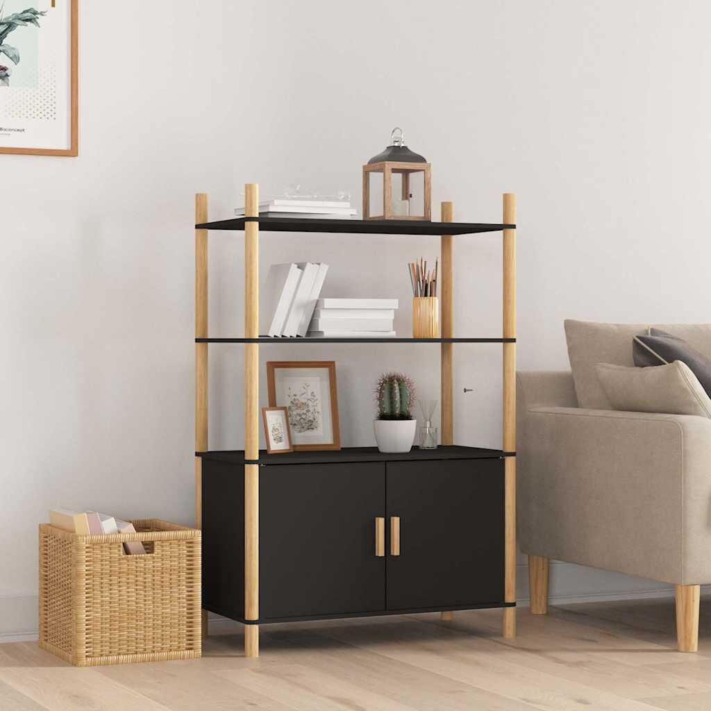 vidaXL Висок шкаф черен 80x40x121 см инженерно дърво
