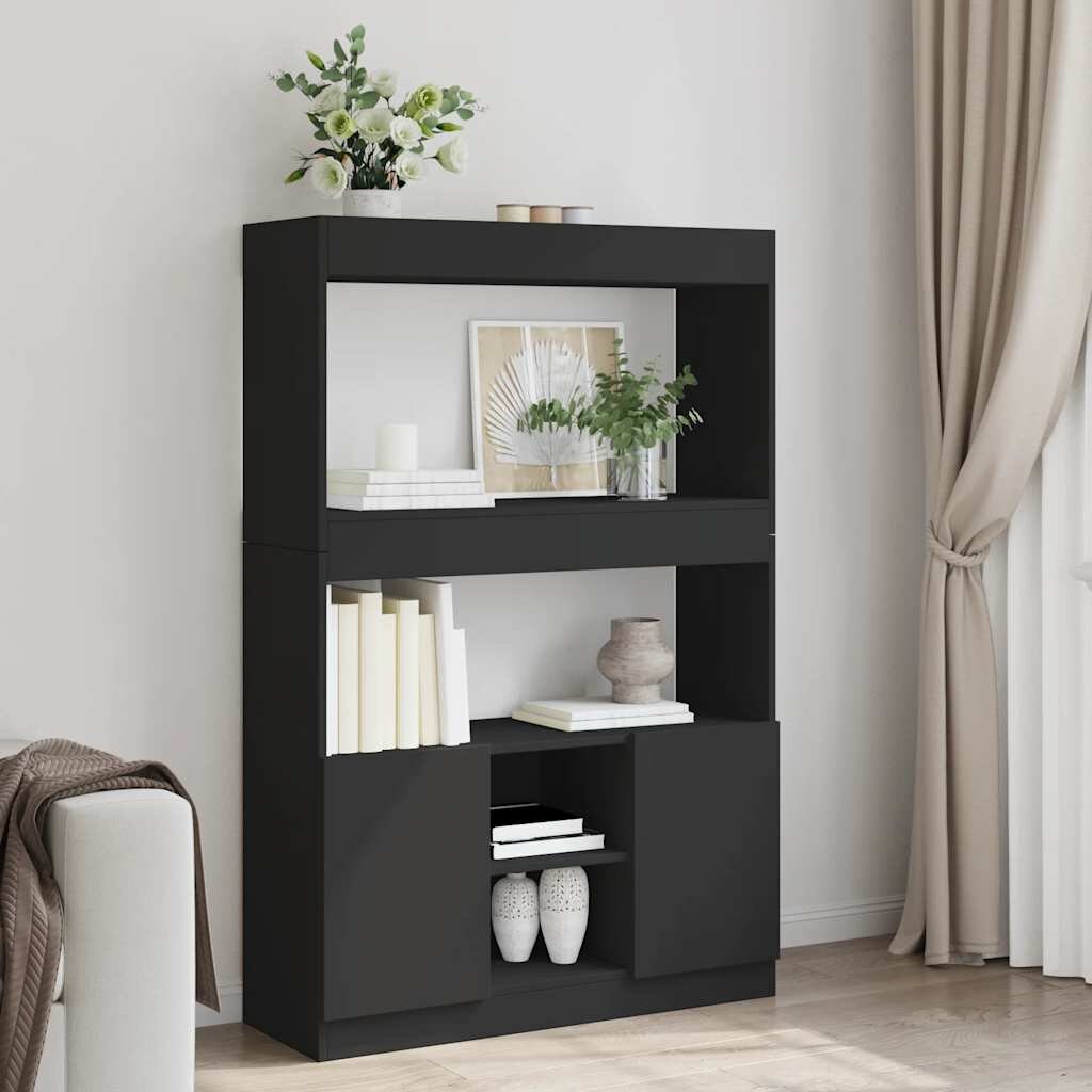 vidaXL Висок шкаф черен 92x33x140 см инженерно дърво