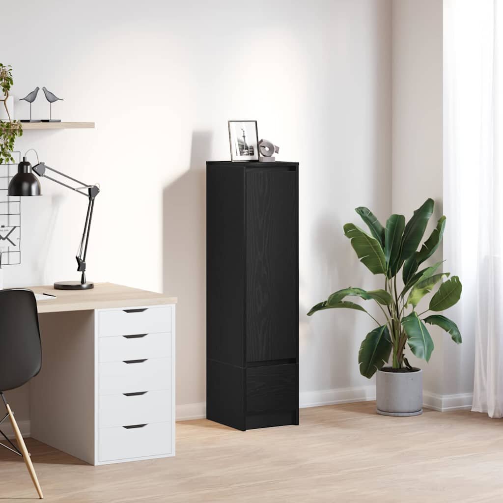 vidaXL Висок шкаф Черен дъб 295x34x1195 см инженерно дърво
