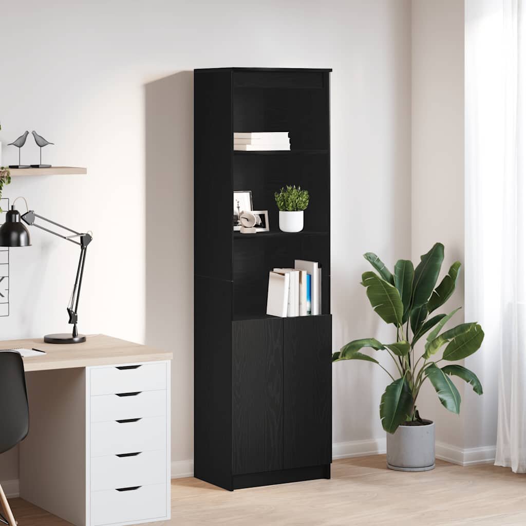 vidaXL Висок шкаф Черен дъб 50x35x180 cм инженерно дърво