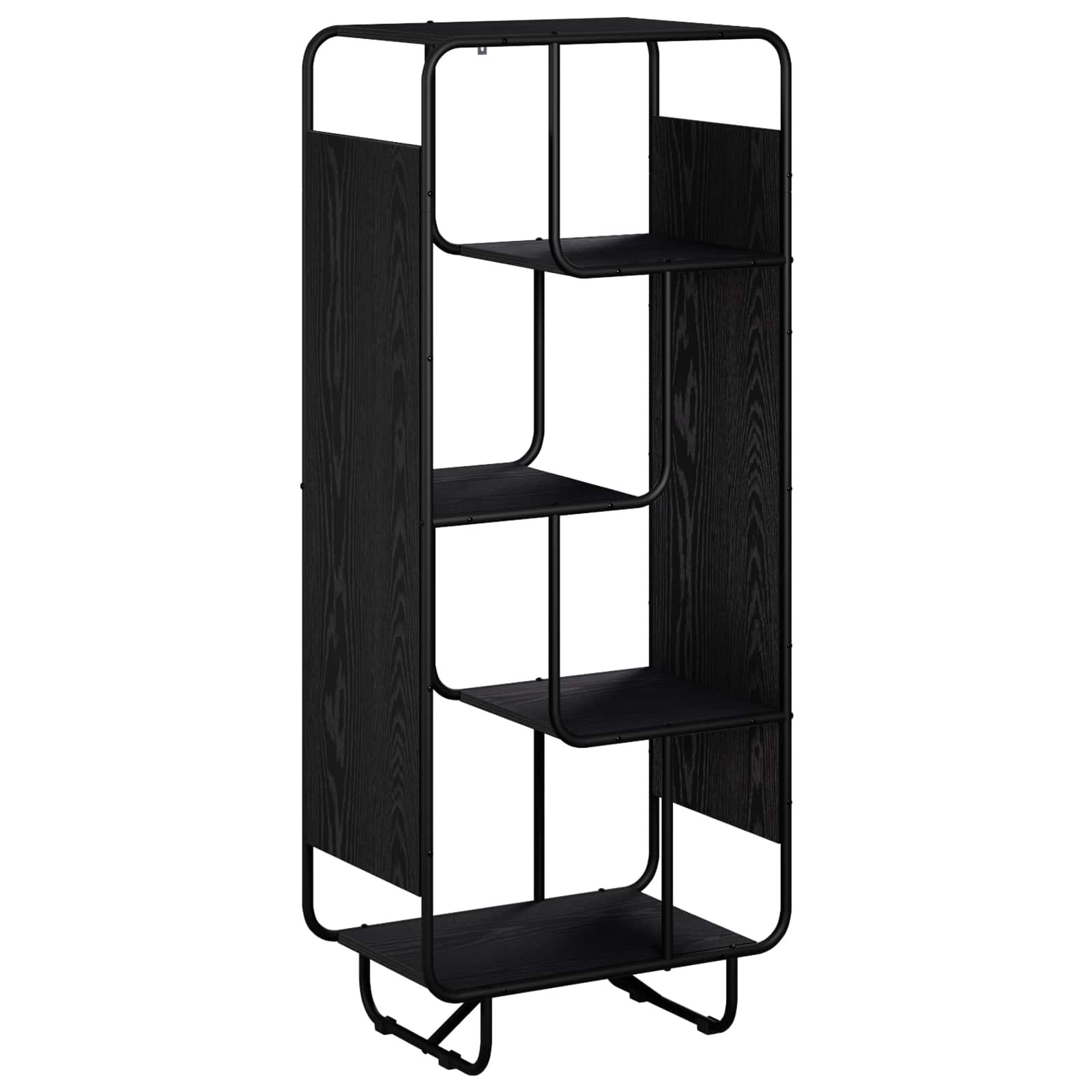 vidaXL Висок шкаф Черен дъб 60 x 37.5 x 144 cm Инженерна дървесина