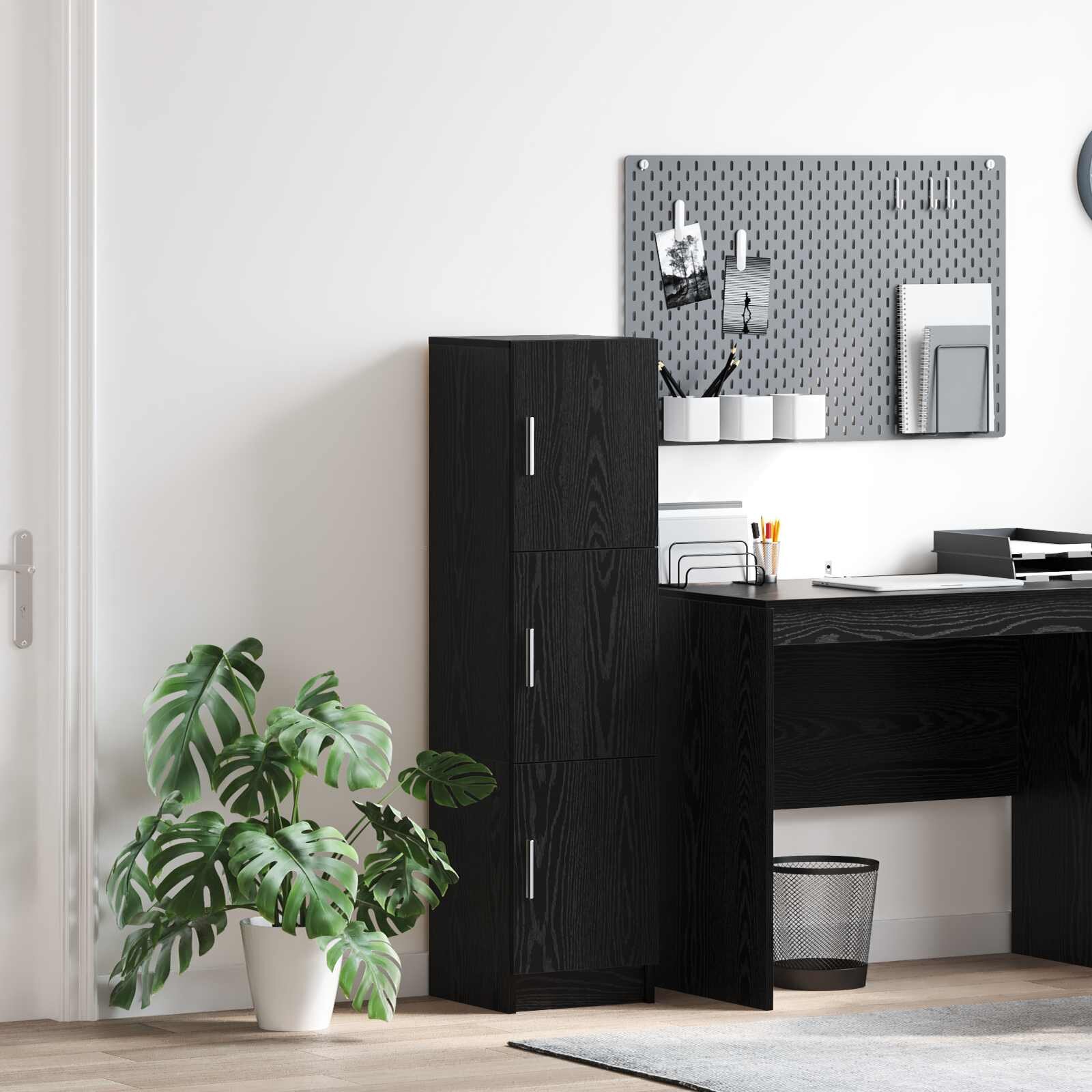 vidaXL Висок шкаф Черния дъб 31.5 x 32 x 122.5 см