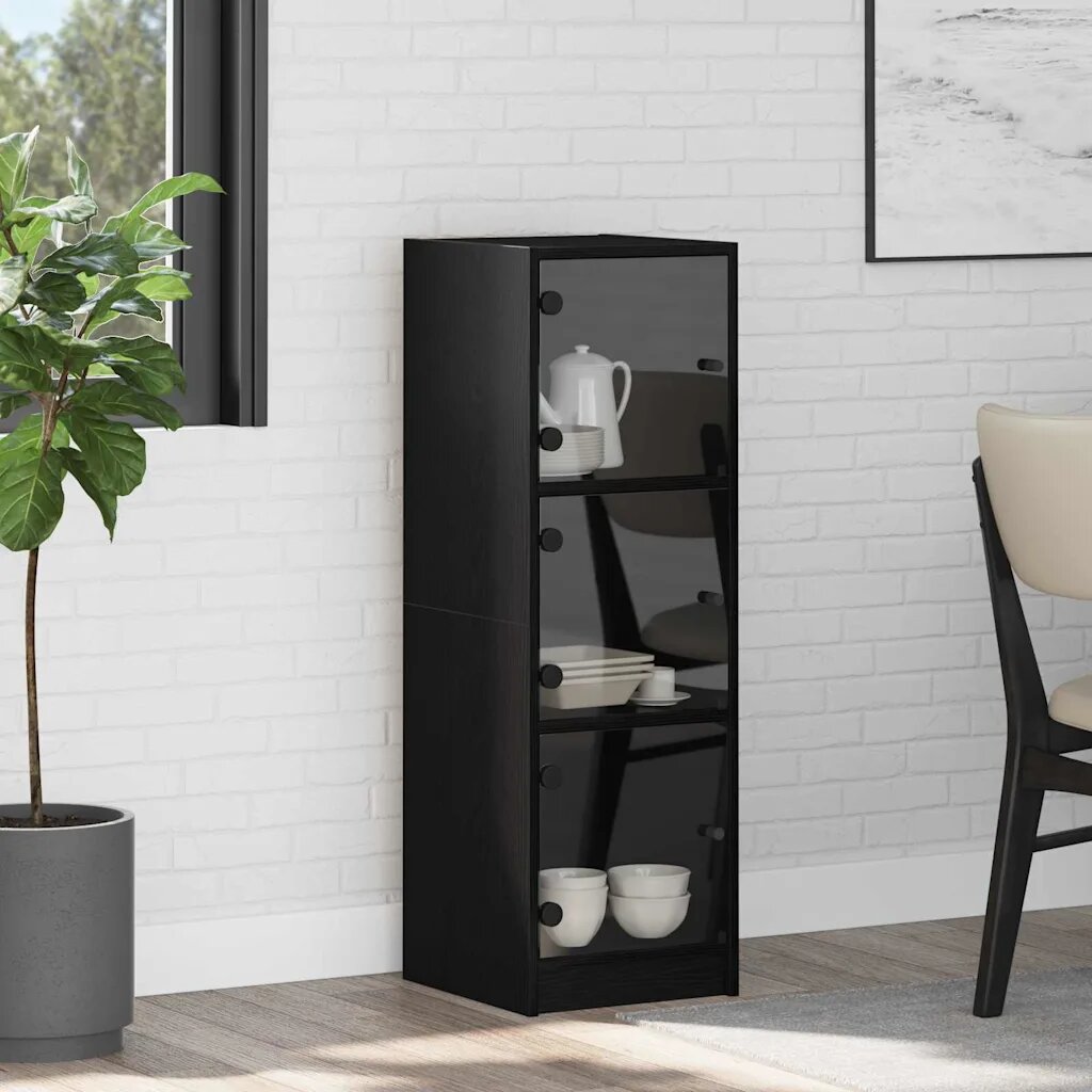 vidaXL Висок шкаф Черния дъб 35 x 37 x 109 см Инженерна дървесина