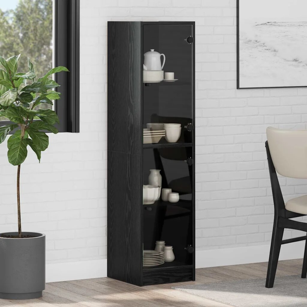 vidaXL Висок шкаф Черния дъб 35 x 37 x 142 см Инженерна дървесина