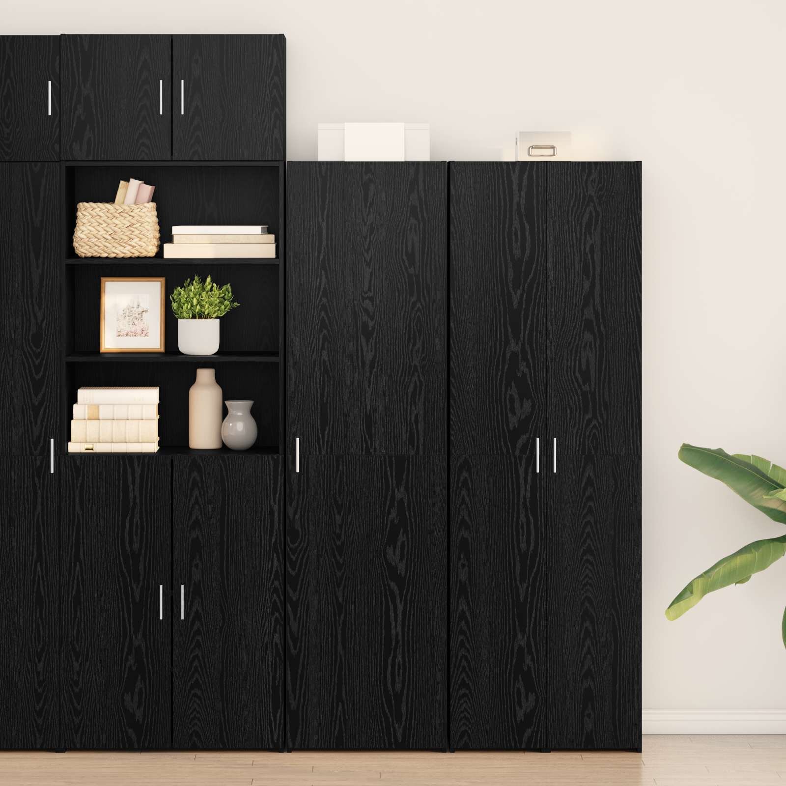 vidaXL Висок шкаф Черния дъб 50 x 425 x 185 см