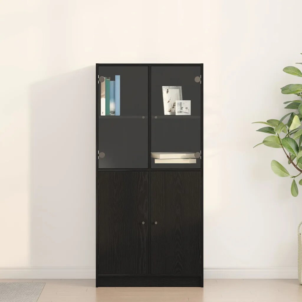 vidaXL Висок шкаф Черния дъб 68 x 37 x 142 см